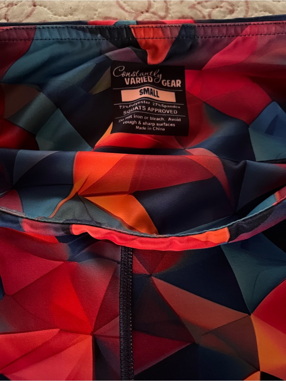 Constantly Varied Gear Multicolor Geometric Leggings - Blue, Red, Pink, Orange - Picture 2 of 3